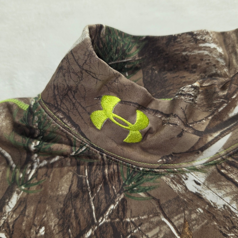 Under Armour Mens Realtree Camo Compression Shirt Long Sleeve Mock Neck Green M - Picture 3 of 8